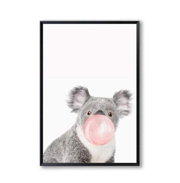 Nordic Simplicity Cute Animal Canvas Painting – Koala, Zebra, Giraffe &amp; Fawn (Frameless Decorative Art)