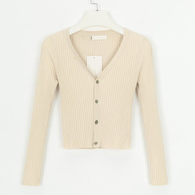 Crop Button Down Sweater Top - Women Cardigan Slim Sweaters