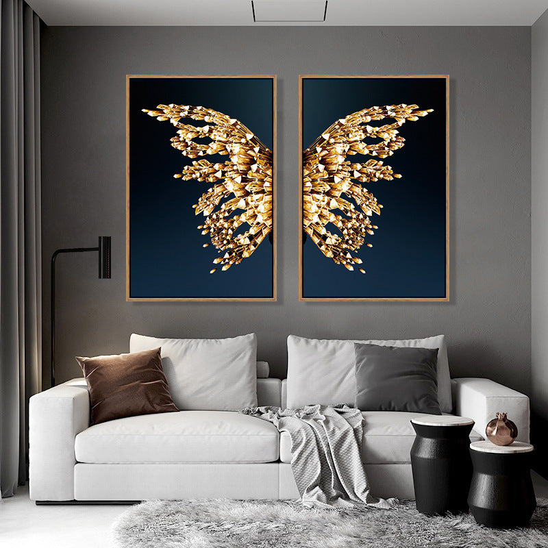 🦋 Golden Butterfly Wings Decorative Painting – Elegant Matte Wall Art