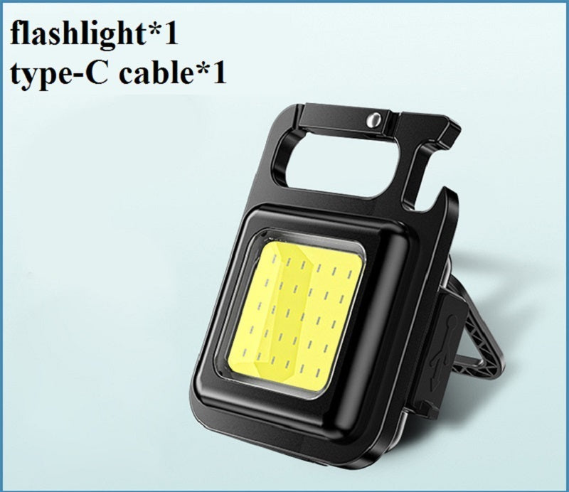 Mini Portable Rechargeable Flashlight - Rechargeable Glare COB Keychain Light LED Work Light USB Charge Emergency Lamps Outdoor Camping Light