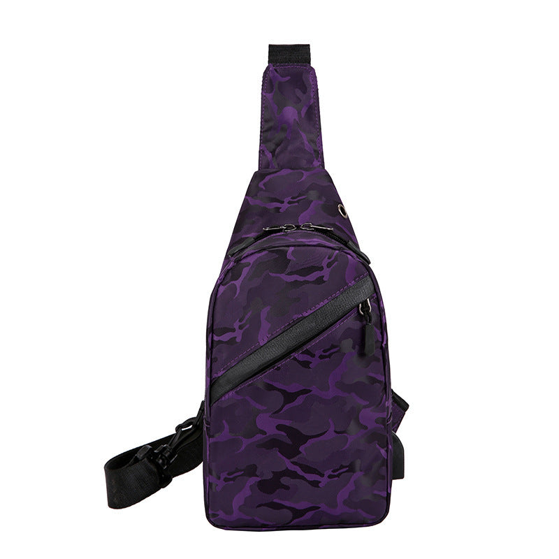 Camouflage Chest Bags - Men Crossbody Bag With Headphone Hole