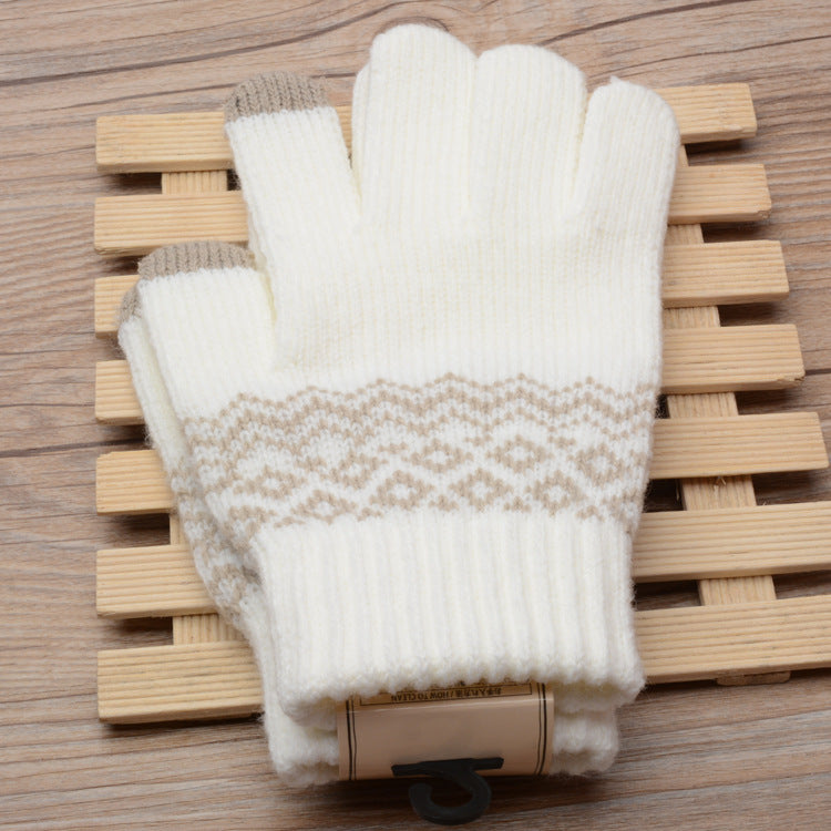 Knitted Ladies Jacquard Touch Screen Warm Fashion Winter Gloves