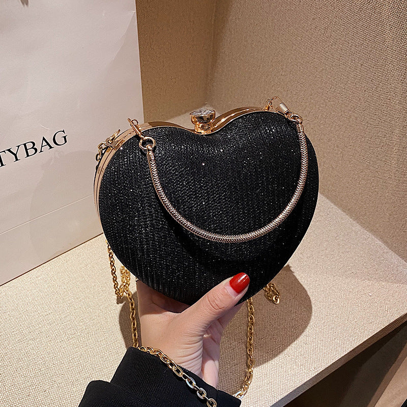 New Fashion Chain Crossbody Bag - Handheld Peach Heart Bag