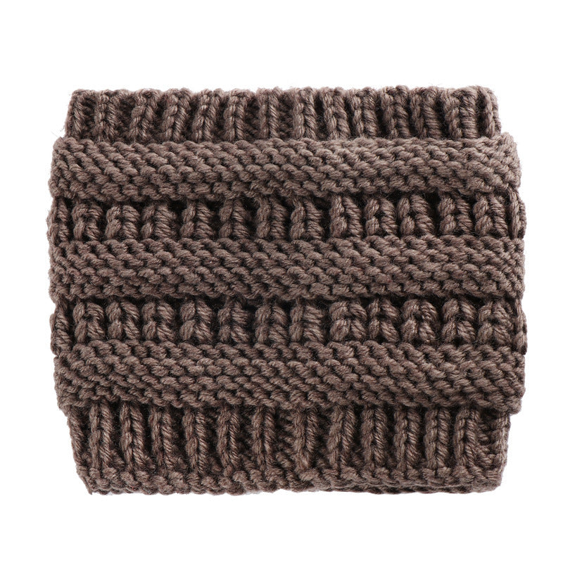 Women Headwrap Ponytail Beanies Hat - Winter Warm Ear Warmer Head Wrap Casual Crochet Turban Hats Female Soft Knit Woolen Caps
