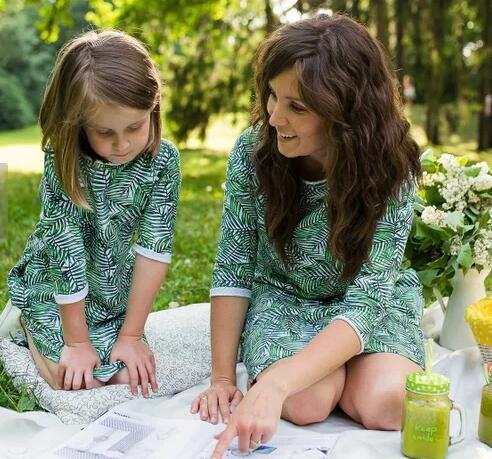 Parent-child Printed Knee-Length Dress