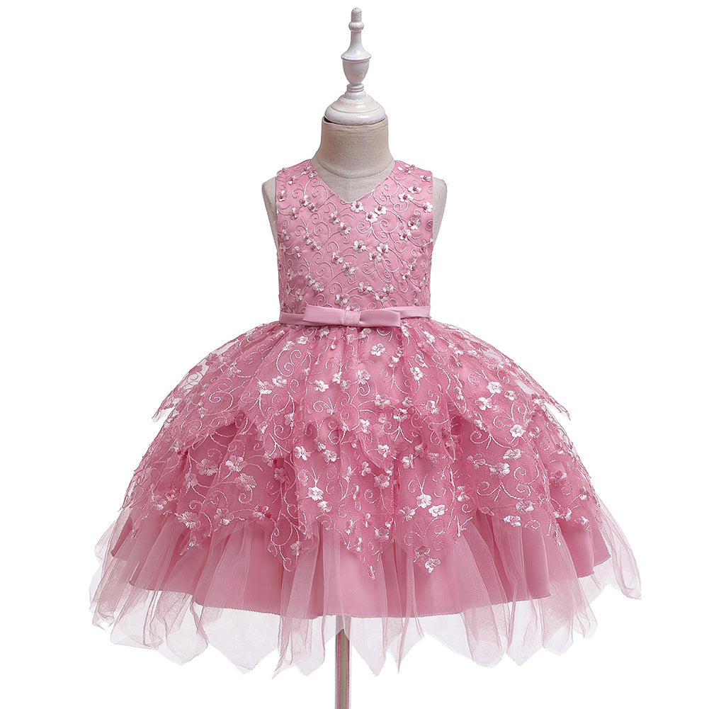 Flowery Girls Middle And Small Dresses