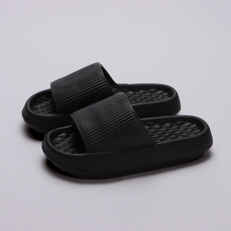 Summer EVA Slippers Solid Color Rhombus Stripe Anti-slip Slippers  - New Women's Home Shoes