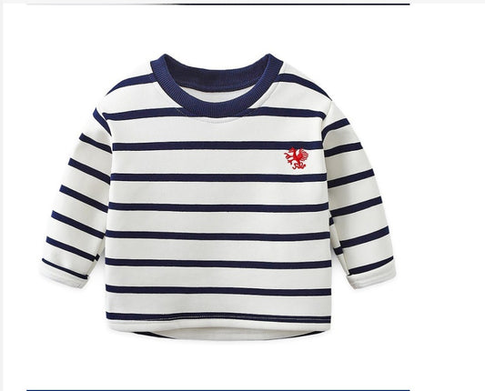 Striped Black And White Pullover - Children's Long-sleeved Sweater