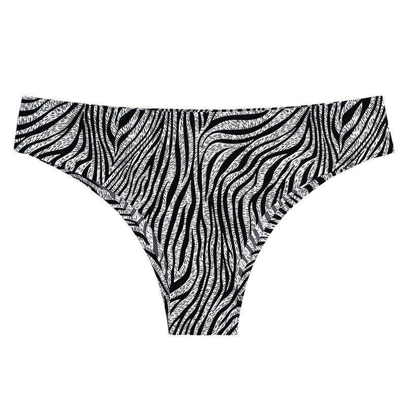Printed Ice Silk Seamless Underwear - For Women With Low Waist