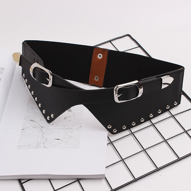 Women Skirt Belts - Decorative Dresses, Waist Closure, Elastic Elastic Rivets, Wide Belts