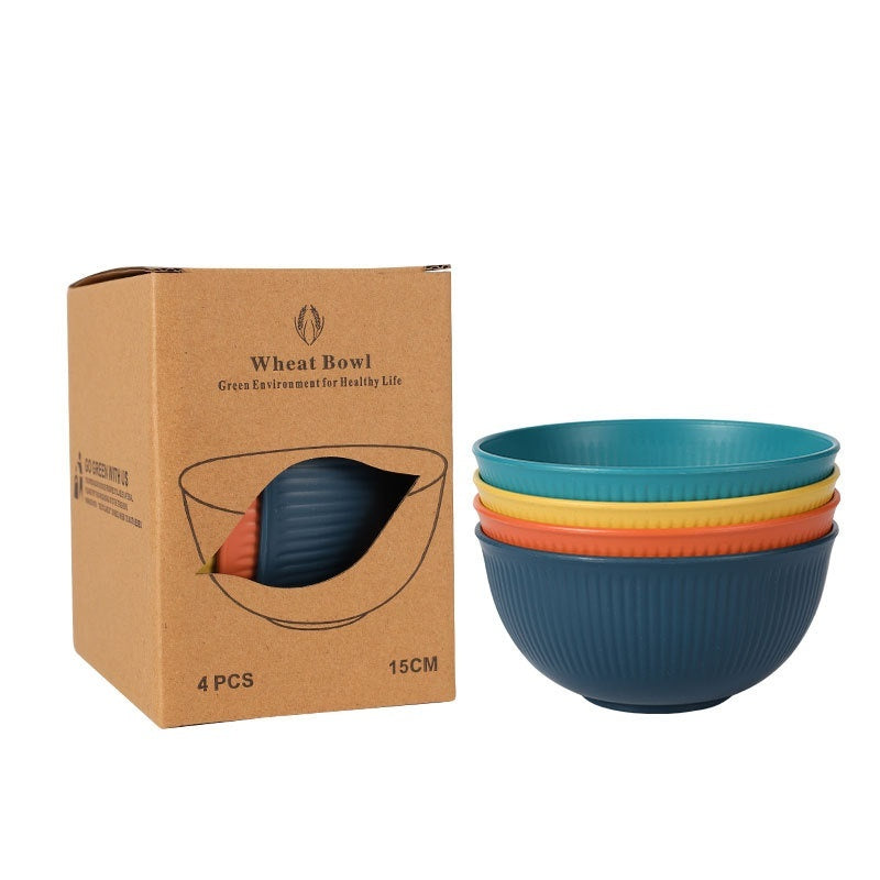 Wheat Straw Vertical Grain Bowl Saucers 4 Pack
