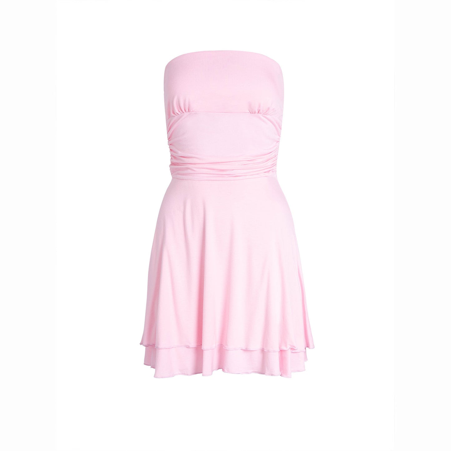 Sexy Y2K Tube-top Short Summer Pleated Tight Dresses For Womens Clothing