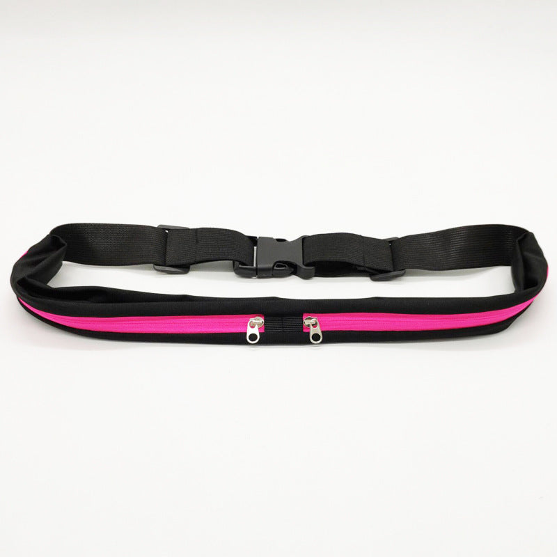 Sports Waist Bag With Double Pocket - Slim Zip Running Phone Belt Bags