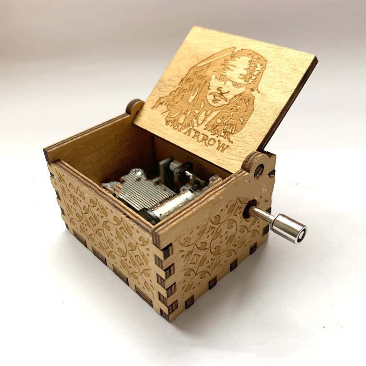 Antique Carved Wooden Hand Crank Spirited Away Music Box