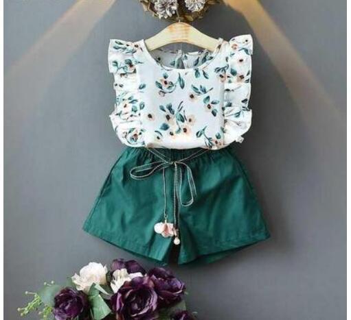Summer Children Clothing Set - Big Bow T-Shirt & Shorts  Set