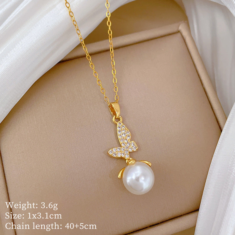 Fairy Pearl Butterfly Necklace and Pendant