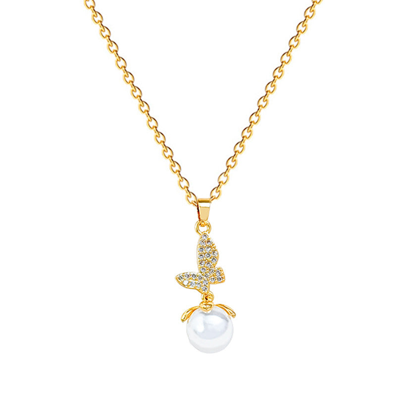 Fairy Pearl Butterfly Necklace and Pendant