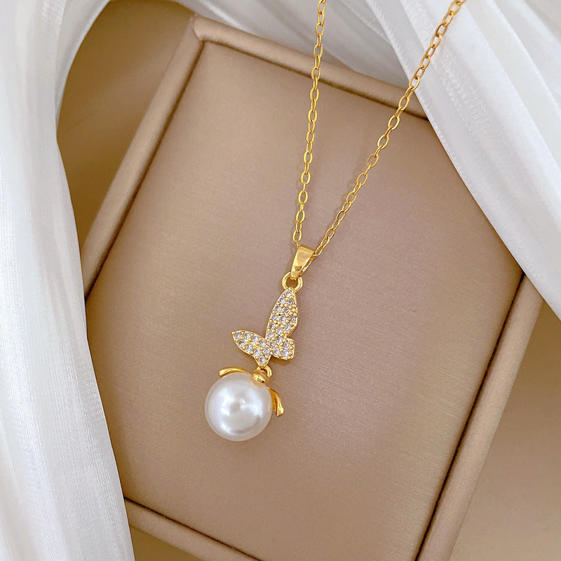 Fairy Pearl Butterfly Necklace and Pendant