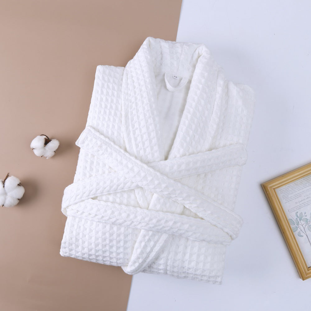 Unisex Thick Long Robe - Cotton Double Waffle