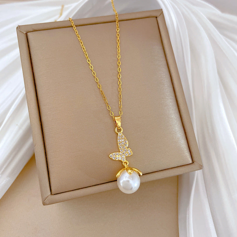 Fairy Pearl Butterfly Necklace and Pendant