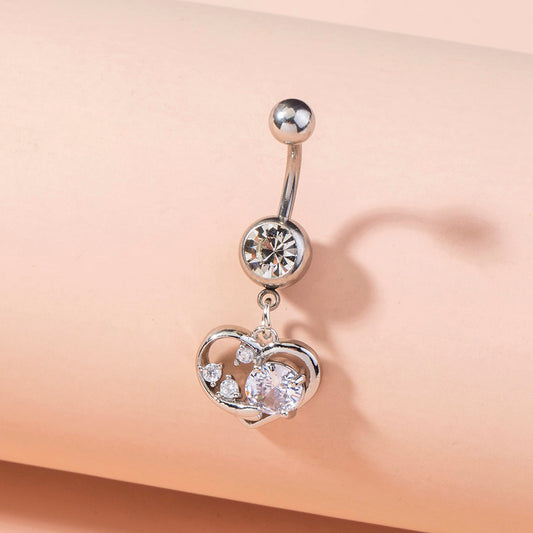 Stainless Steel Heart Navel Nail - Human Body Piercing Jewelry Woman