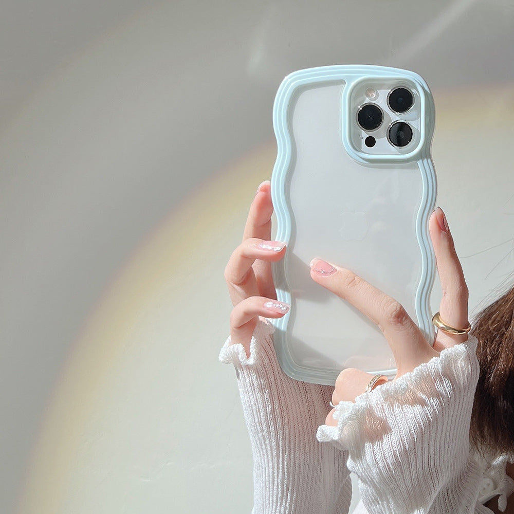 Wave Border Mobile Phone Case - Solid Color Simple Candy Color