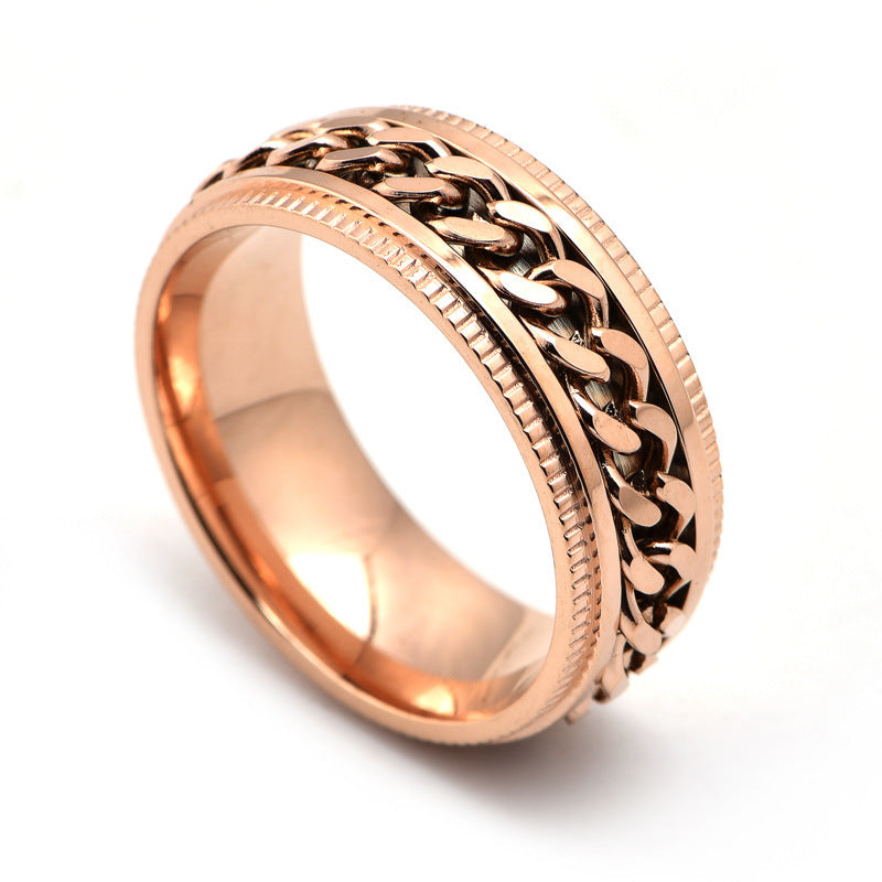 Mens Stainless Steel Spinner Rings - Men Cool Fidget Band