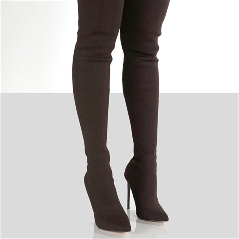 Women's High-heel Knit Over-knee Boots