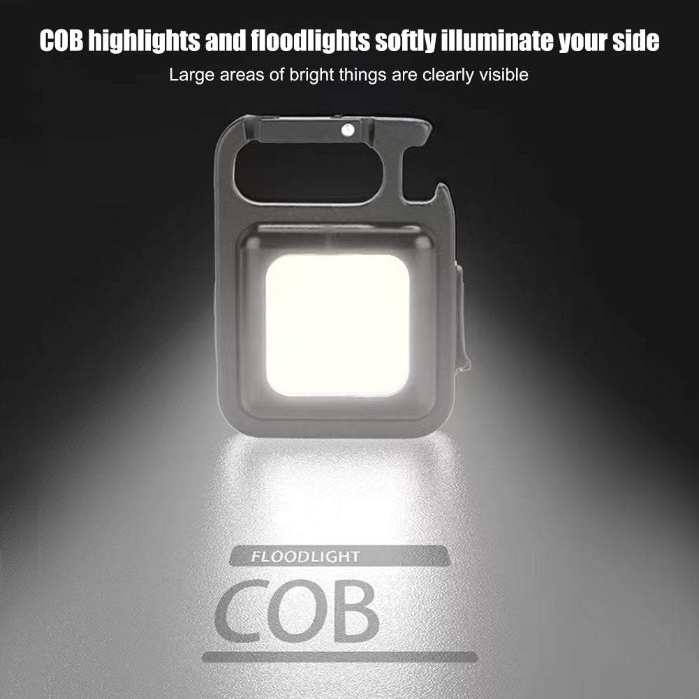 Mini Portable Rechargeable Flashlight - Rechargeable Glare COB Keychain Light LED Work Light USB Charge Emergency Lamps Outdoor Camping Light