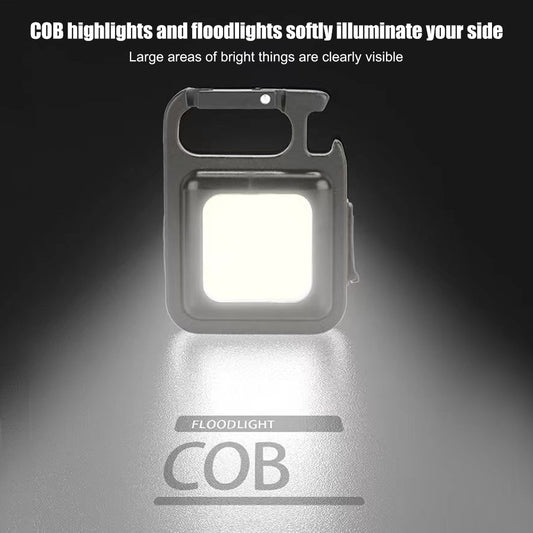 Mini Portable Rechargeable Flashlight - Rechargeable Glare COB Keychain Light LED Work Light USB Charge Emergency Lamps Outdoor Camping Light