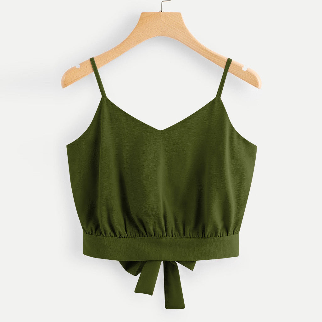 Chic Tie-Back Cami – Effortless Elegance for Summer Days! Women Tank Tops Summer Camisole Vest T Shirt - JumoShop