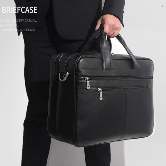 Leather Handbag Briefcase - Napa Leather Comfortable Texture Men's Real-leather Bag