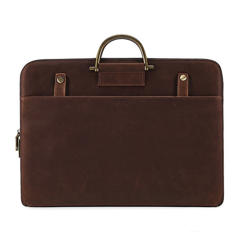 Horse Leather Men's Business Handbag - Genuine Leather Computer Bag