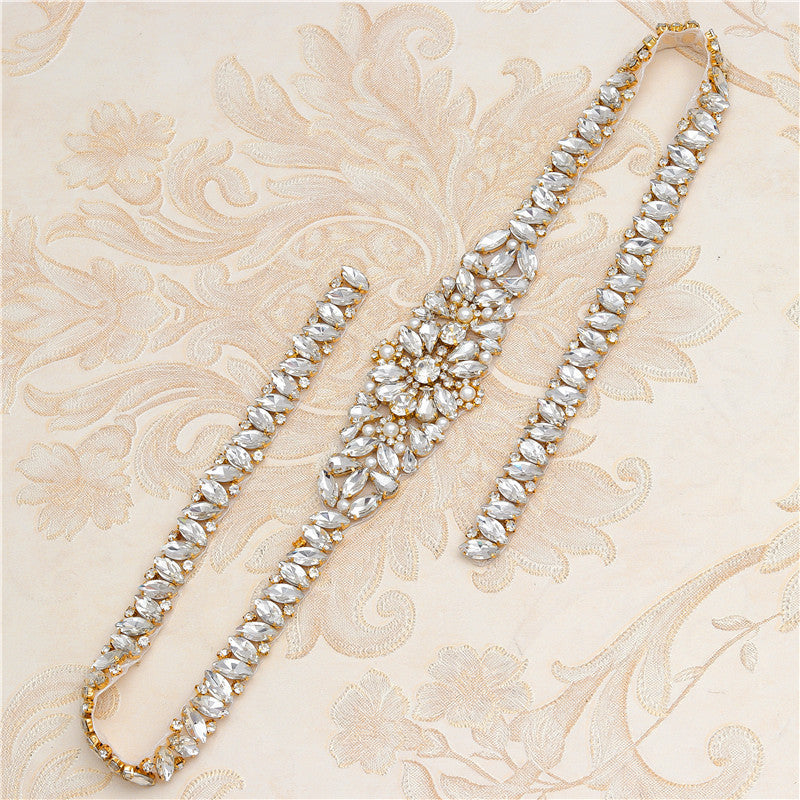 Rhinestone Applique Wedding Belt - Wedding Dress Waist Jewelry