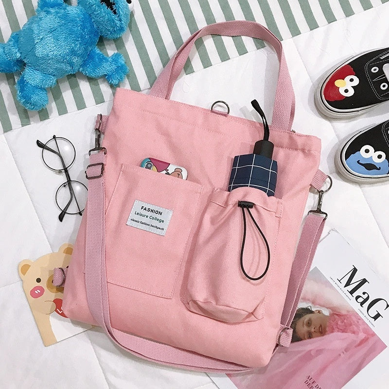 Students Handbag With Pockets - Preppy Buckpack Shoulder Bag For Women