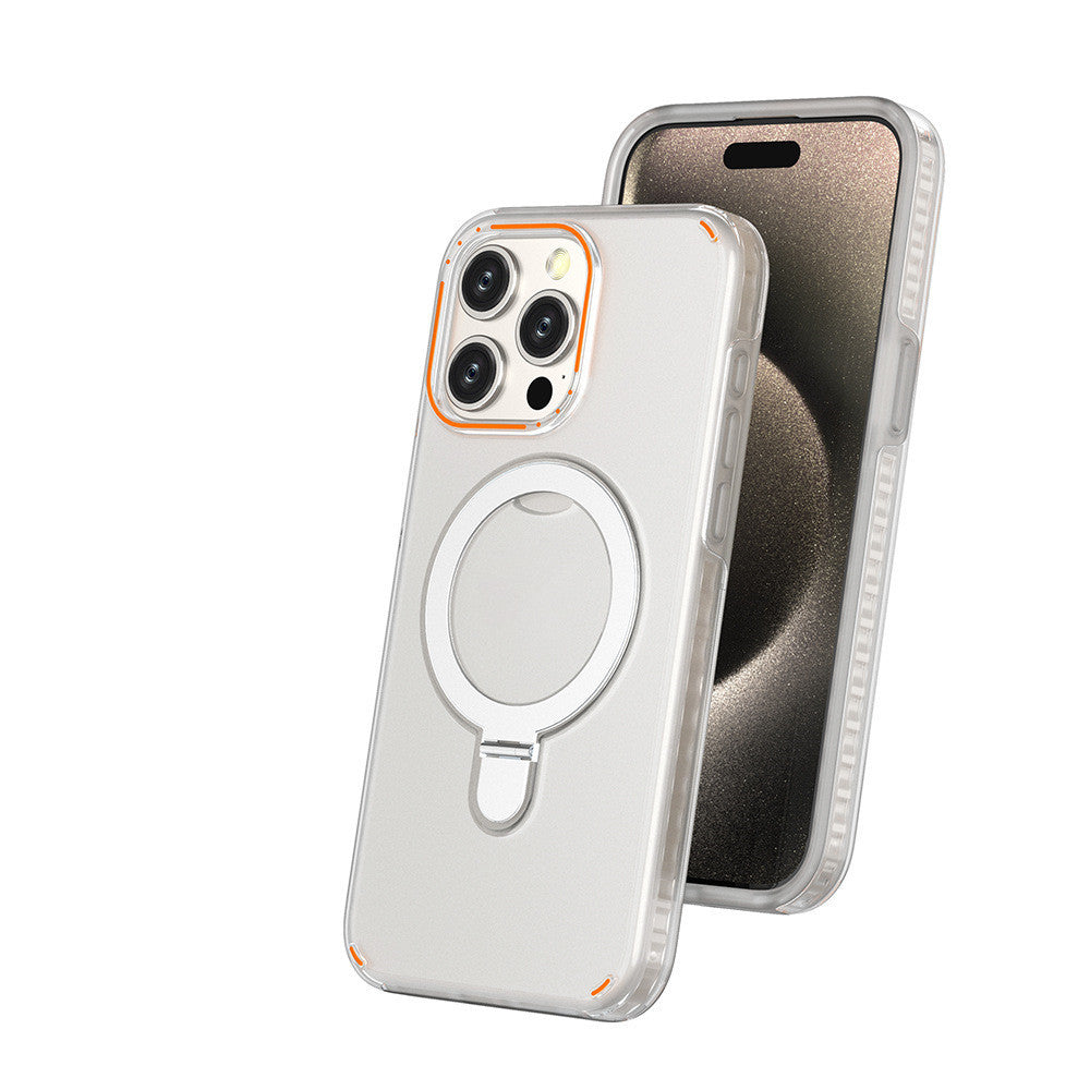 New Colorful Magnetic Bracket Phone Case With Holder Stand - Cover For Magesafe Magnetic Transparent Wireless Charge Case For Phone
