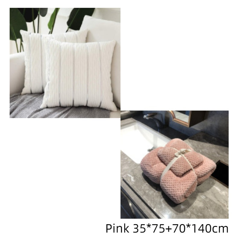 Luxury Striped Velvet Throw Pillow Cushion Cover - Pillow Case Covers for Sofa Flannel Velvet Sofa Cushion Cover