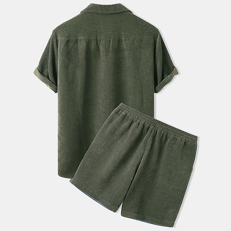 Corduroy Short Sleeve Suit - Two Piece