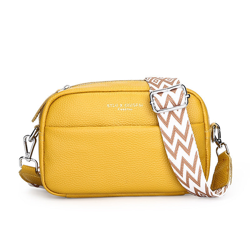 Simple Shoulder Messenger Bag - Top Layer Cowhide Small Square Bag