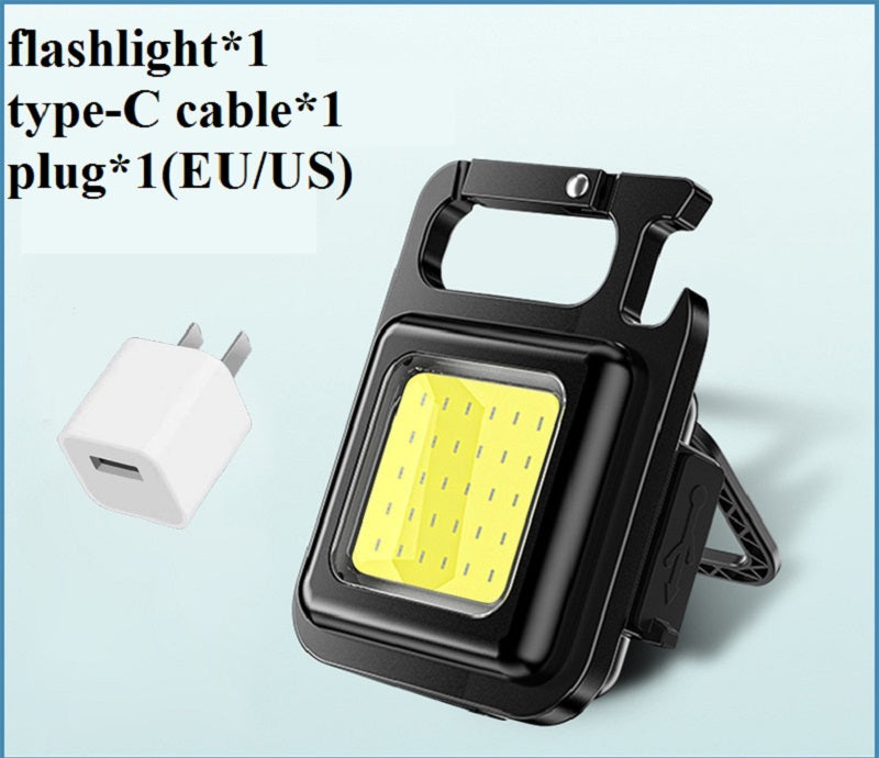 Mini Portable Rechargeable Flashlight - Rechargeable Glare COB Keychain Light LED Work Light USB Charge Emergency Lamps Outdoor Camping Light