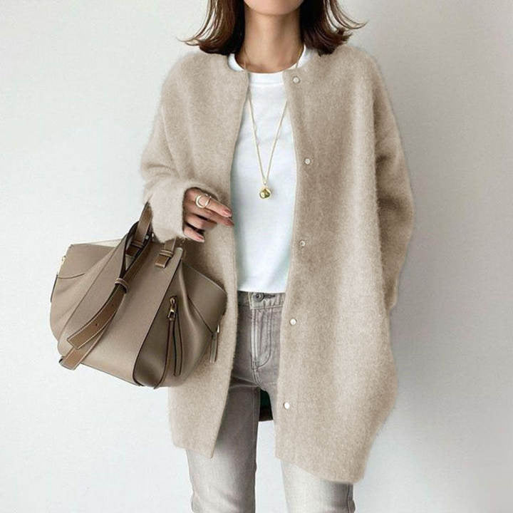 Loose Round Neck Single Breasted Cardigan - Fashion Solid Color Coat Jacket Autumn And Winter Women's Clothing