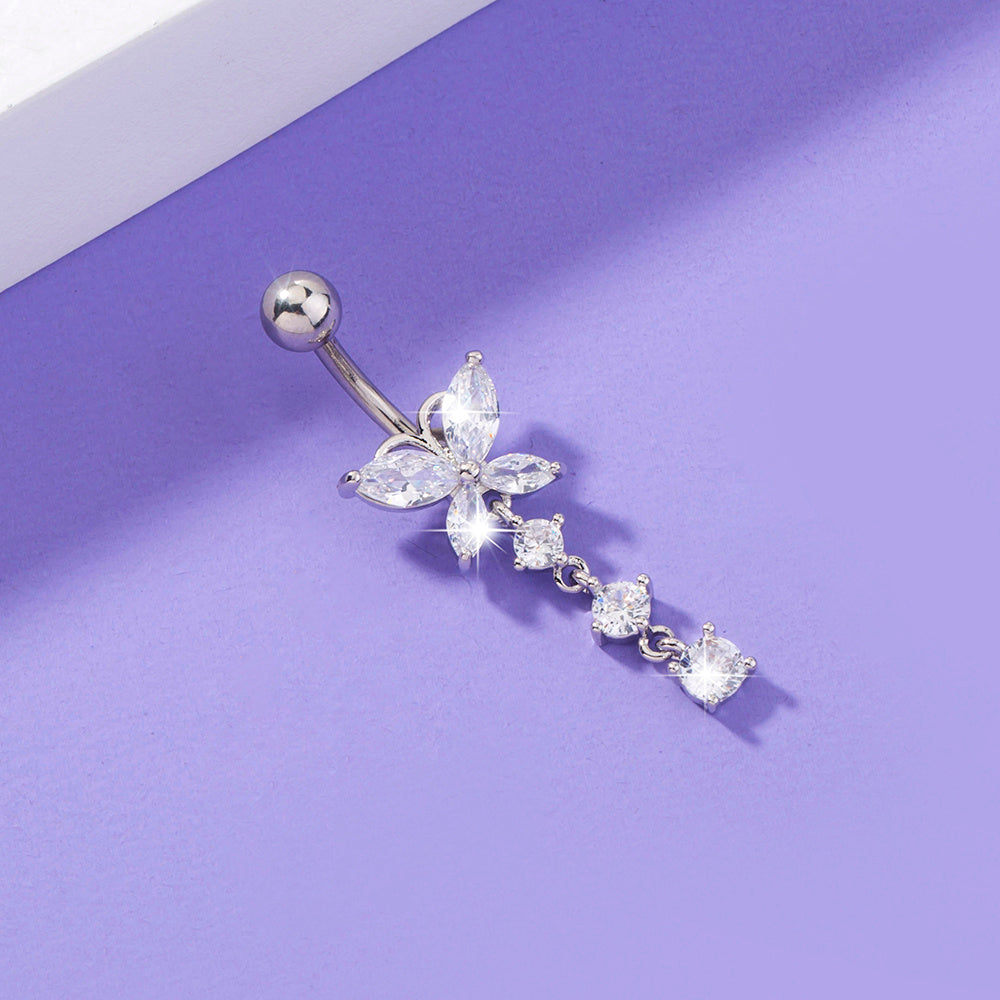 Butterfly Zircon Navel Ring - Human Body Piercing Jewelry Woman