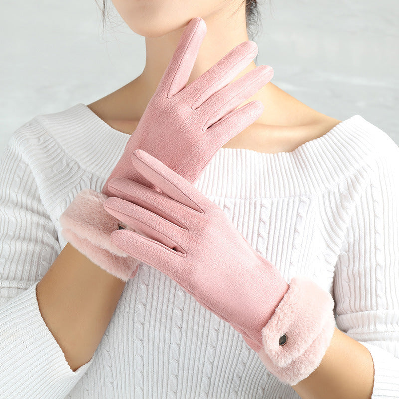 Suede Warm Finger Gloves