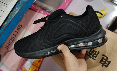Casual Air Cushion Black Shoes - Men Outdoor Breathable Lace-up Sneakers Running Sports Shoes