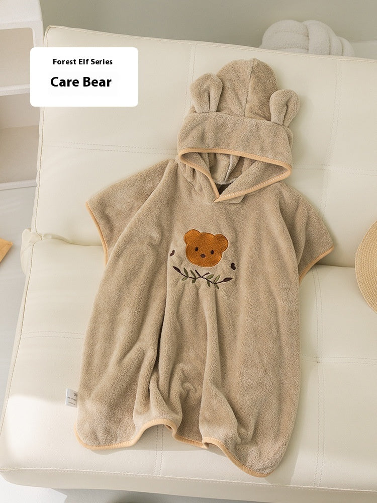 Coral Fleece Children's Bathrobes Cartoon Cloak Wearable