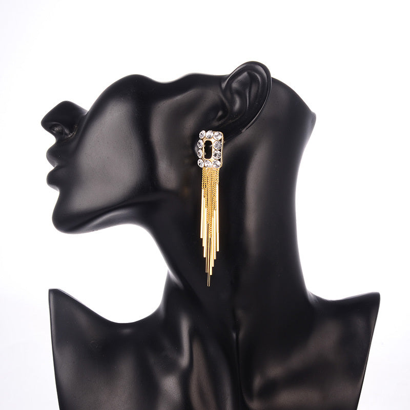 Elegant Zircon Tassel Earrings