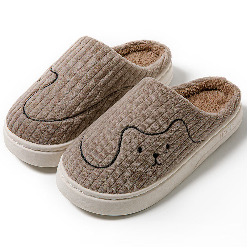 Striped Cat Slippers - Indoor Couple Non-slip Floor Bedroom Slipper Winter Warm Plush House Shoes Women Men