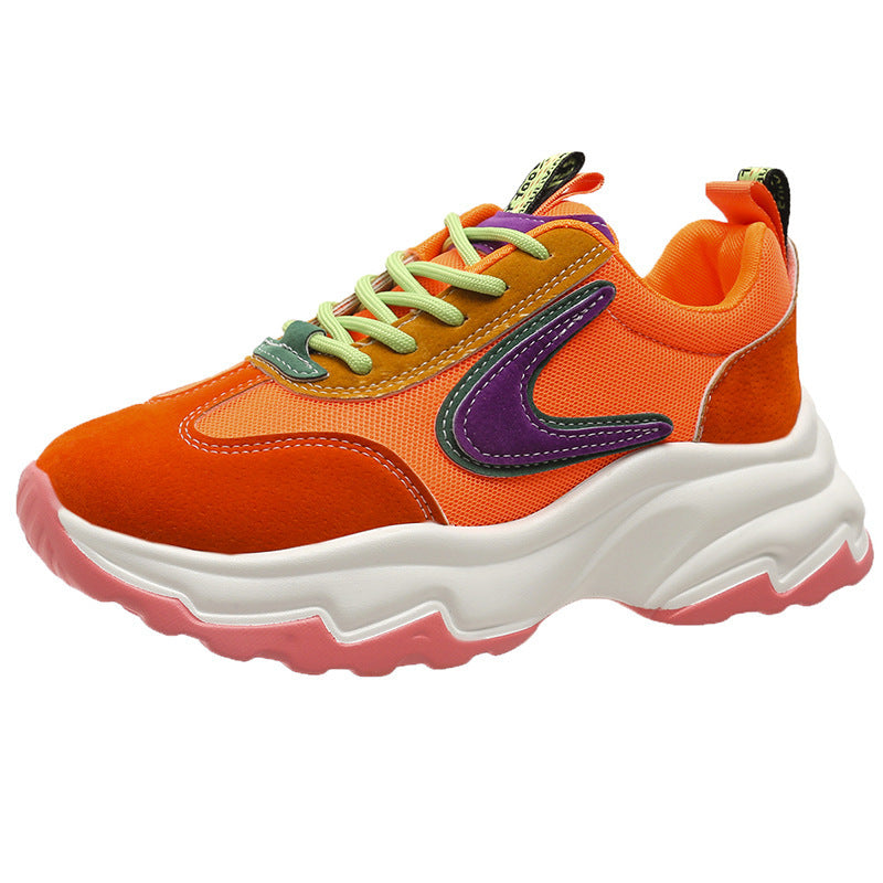 Mixed-color Lace -up Sneakers For Women