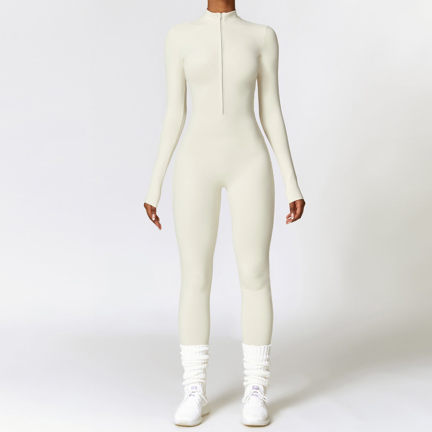 Warm Zipper Long-sleeved Yoga Jumpsuit -  Fitness Sports Pants Breathable Bodysuit Women's Clothing