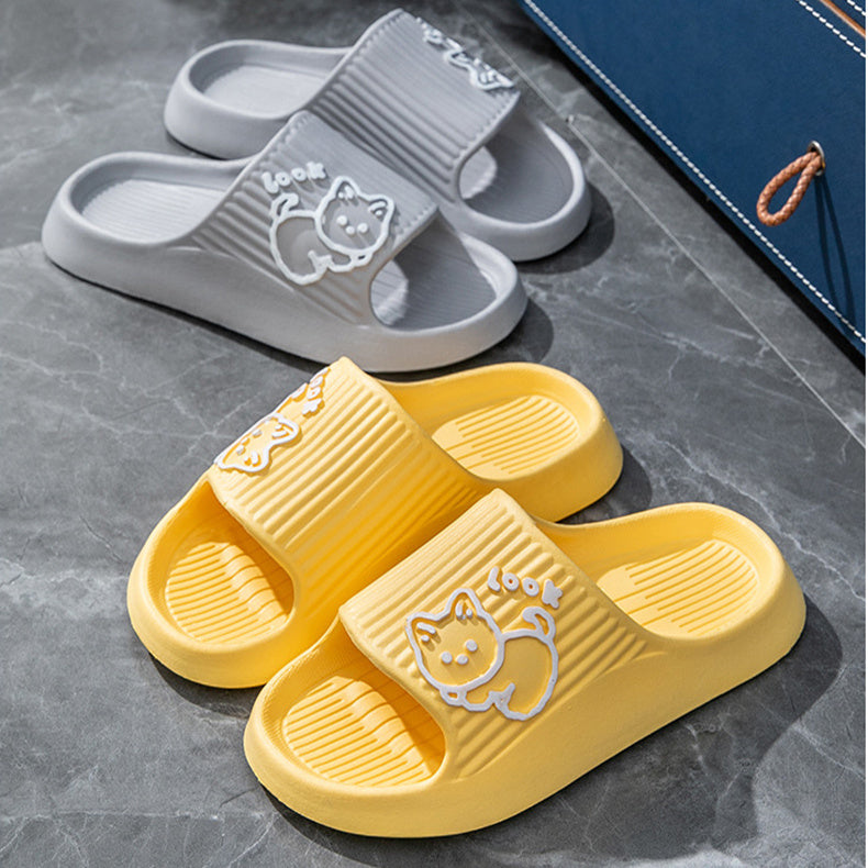 Cute Cat Slippers—Summer Women Home Shoes, Bath Thick Platform,  Non-Slip Slides Indoor Outdoor